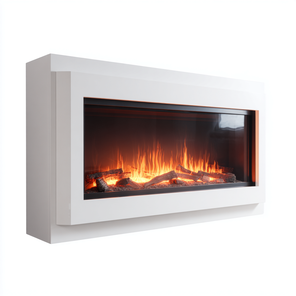 Kamin elektrisch Wandkamin Glasfront 140x25x55 cm Weiss - moderner Holzflammeneffekt-Oakupshop