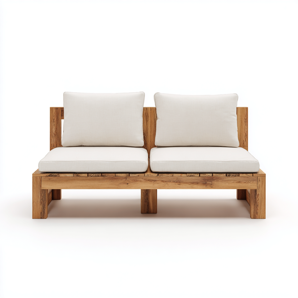 Gartensofa Massivholz 150x78x80 cm - braun-weiß - minimalistisches Outdoor-Design-Oakupshop