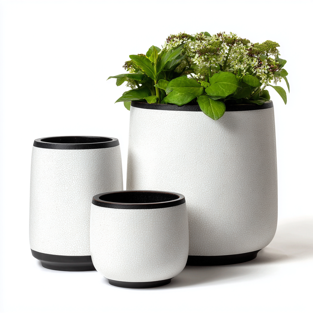 Pflanzgefäße Set - Keramik - 30x30x32 cm - Weiß - Modernes Design-Oakupshop
