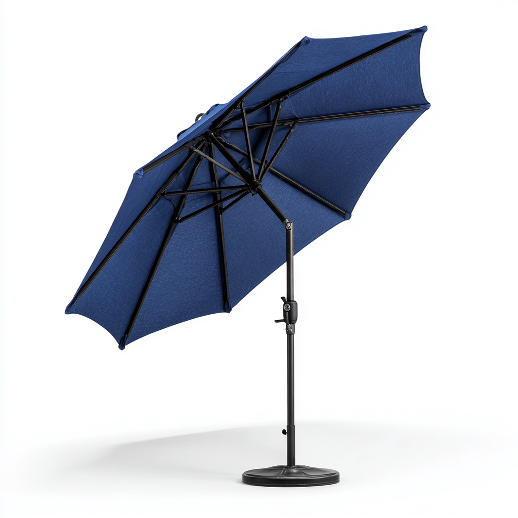 Gartenschirm Metallrahmen Polyesterbespannung 260x260x270 cm - Schwarz-Blau - Verstellbares Outdoor Design-Oakupshop