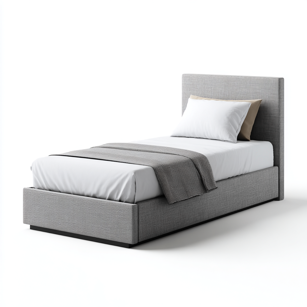 Einzelbett Stoff 200x90x105 cm - Grau - Modernes Design-Oakupshop