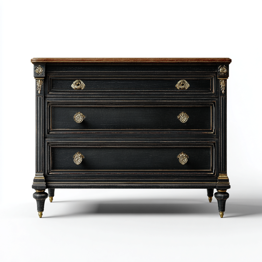 Kommode mit Schubladen Holz 95x45x90 cm - Schwarz Braun Gold - Klassisches Design-Oakupshop