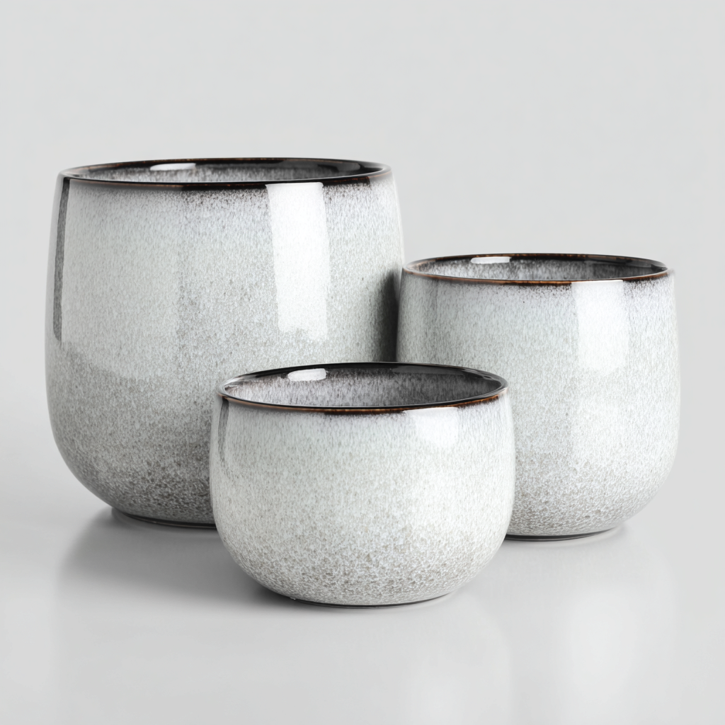 Pflanzgefäße Set - Keramik - 29x29x31 cm - Weiß - Modernes Design-Oakupshop