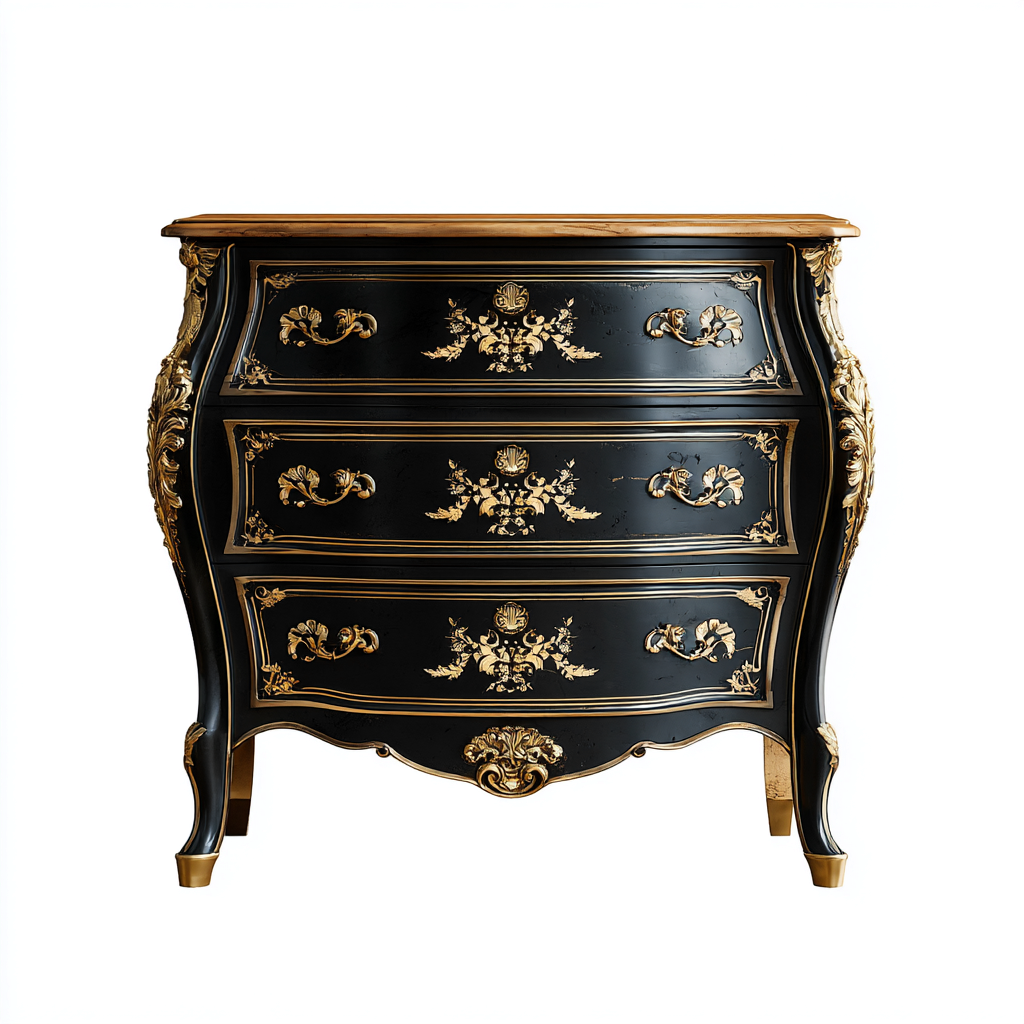 Kommode mit Schubladen Holz 90x45x95 cm - Schwarz Gold Braun - Klassisches Design-Oakupshop