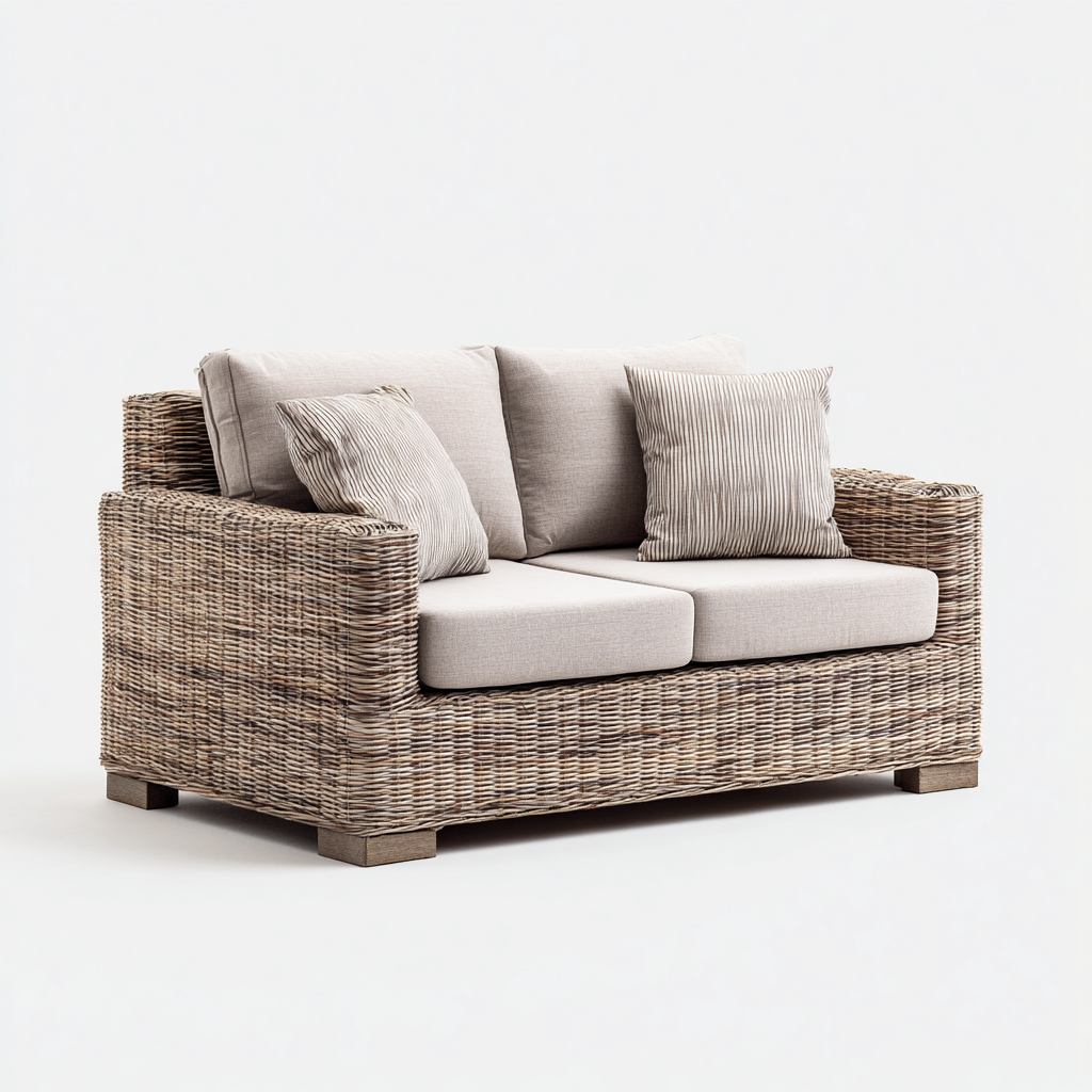 Gartensofa Rattan 155x80x78 cm - braun-beige - klassisches Outdoor-Design-Oakupshop