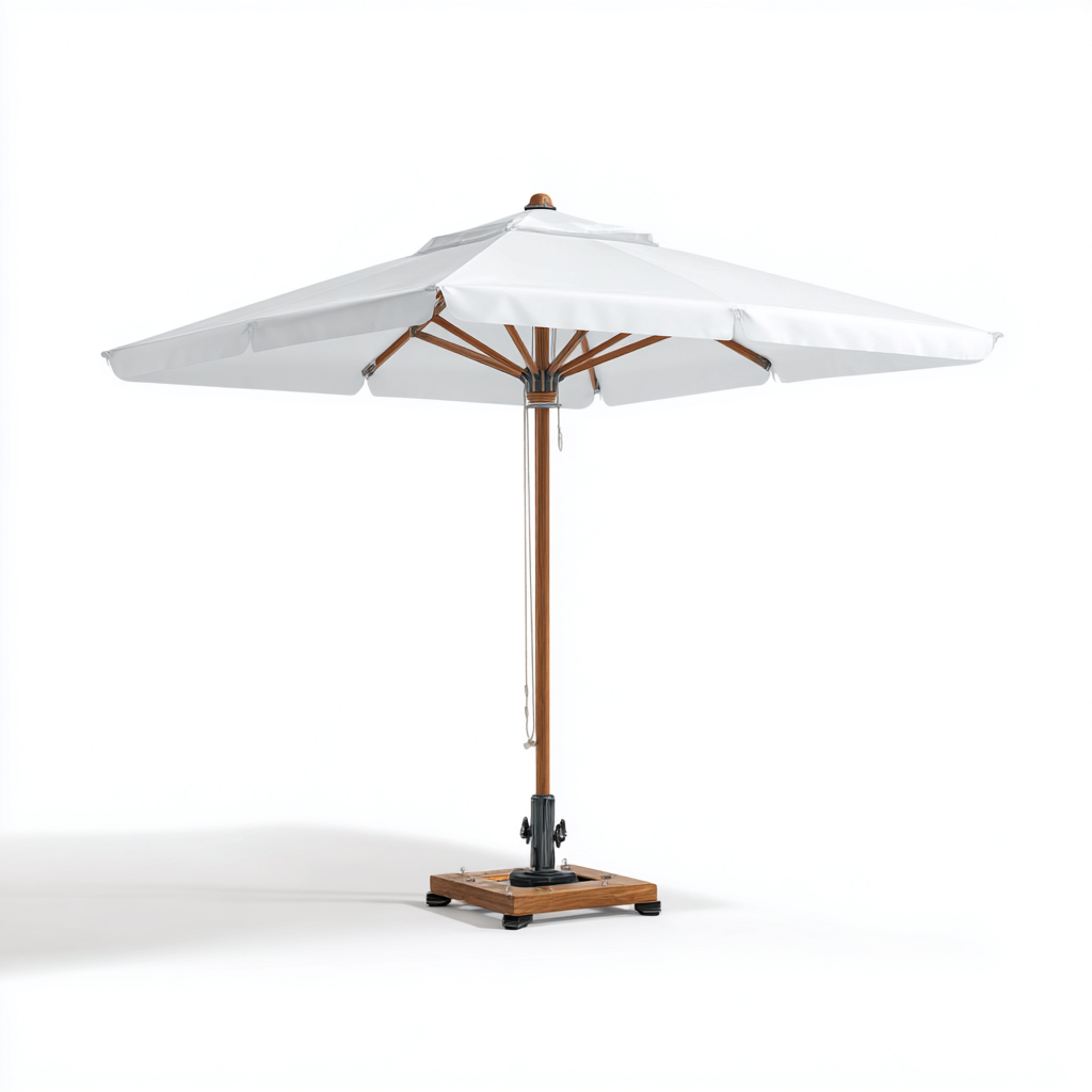 Gartenschirm Polyester 270x270x245 cm - Weiß - Holzoptik-Oakupshop