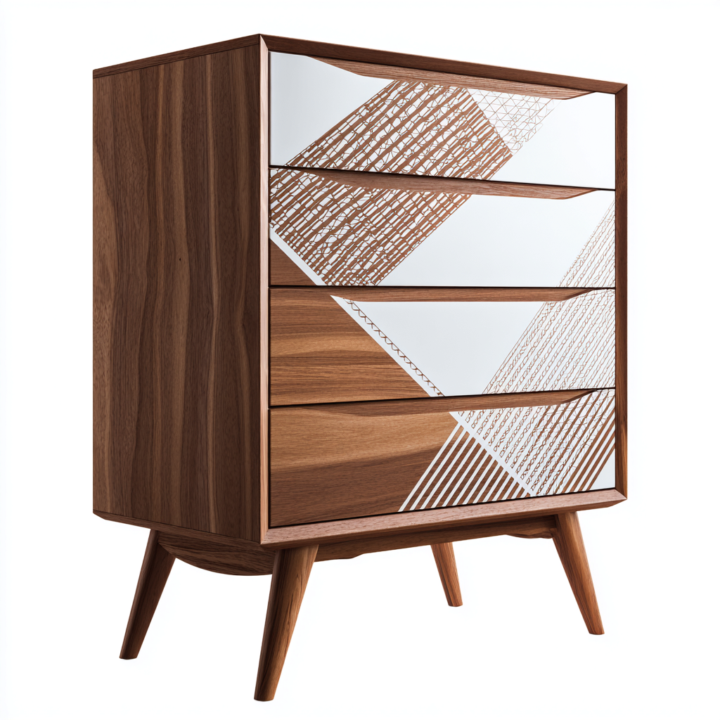 Kommode mit Schubladen Massivholz 90x45x118 cm - Brown-White - Modernes Design-Oakupshop