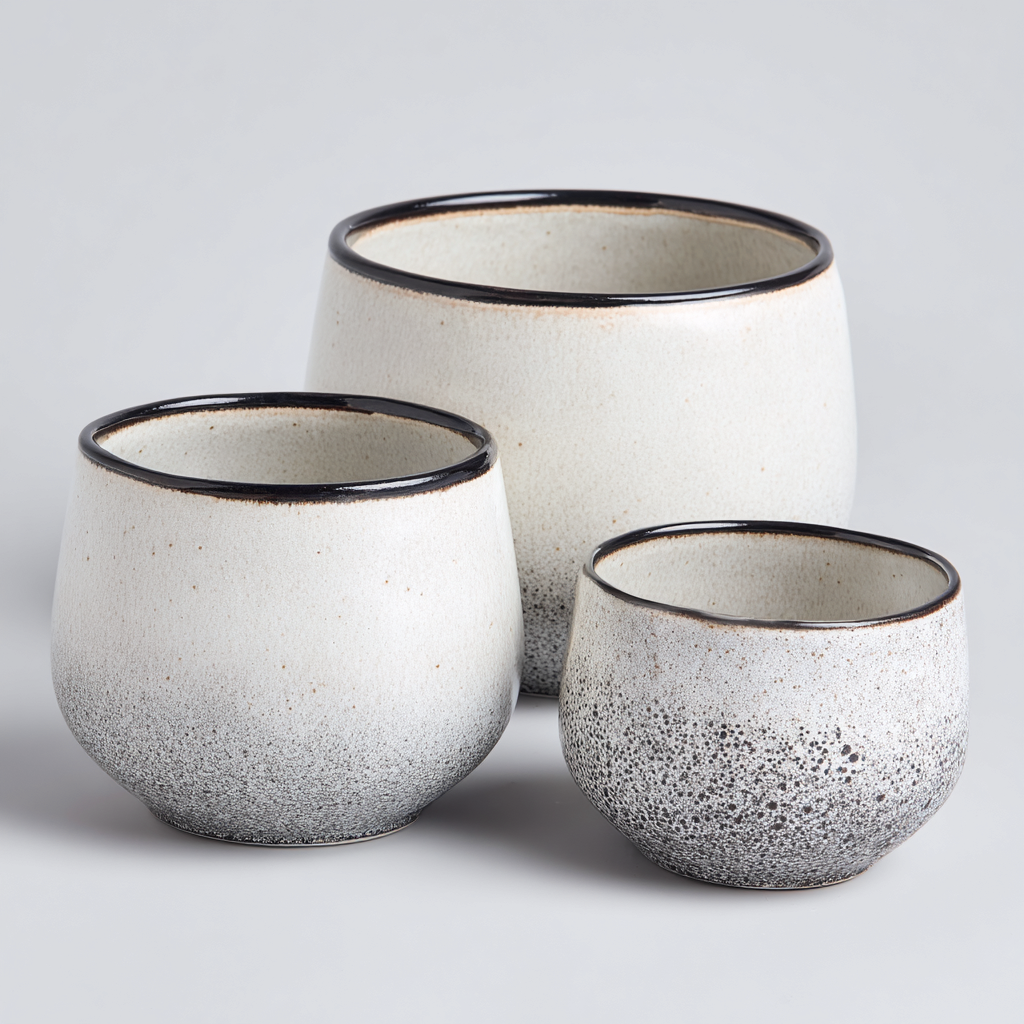 Pflanzgefäße Set - Keramik - 27x27x30 cm - Weiß - Modernes Design-Oakupshop