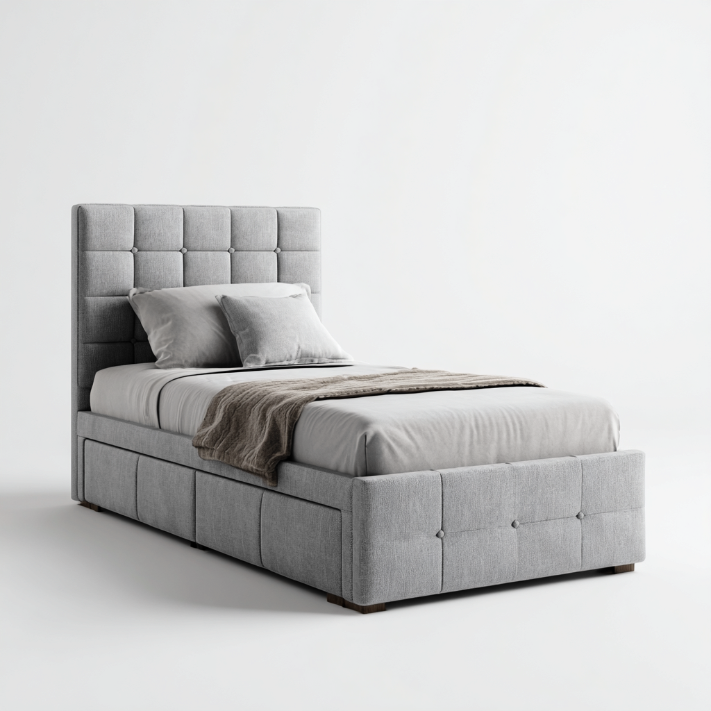 Einzelbett Stoff 200x90x110 cm - Grau - Modernes Design-Oakupshop