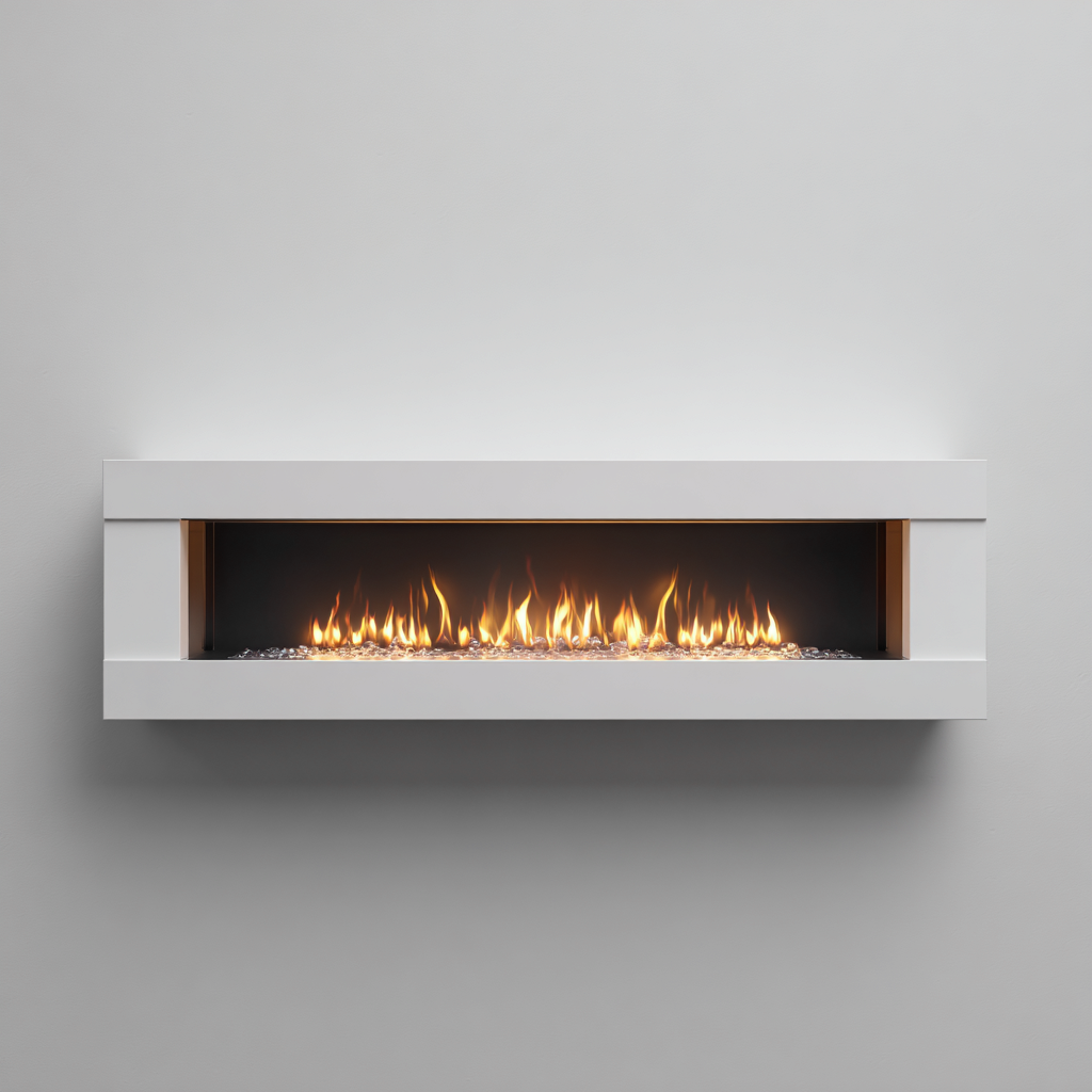 Kamin elektrisch Wandkamin Glasfront 150x22x48 cm Weiss - moderner LED Flammeneffekt-Oakupshop