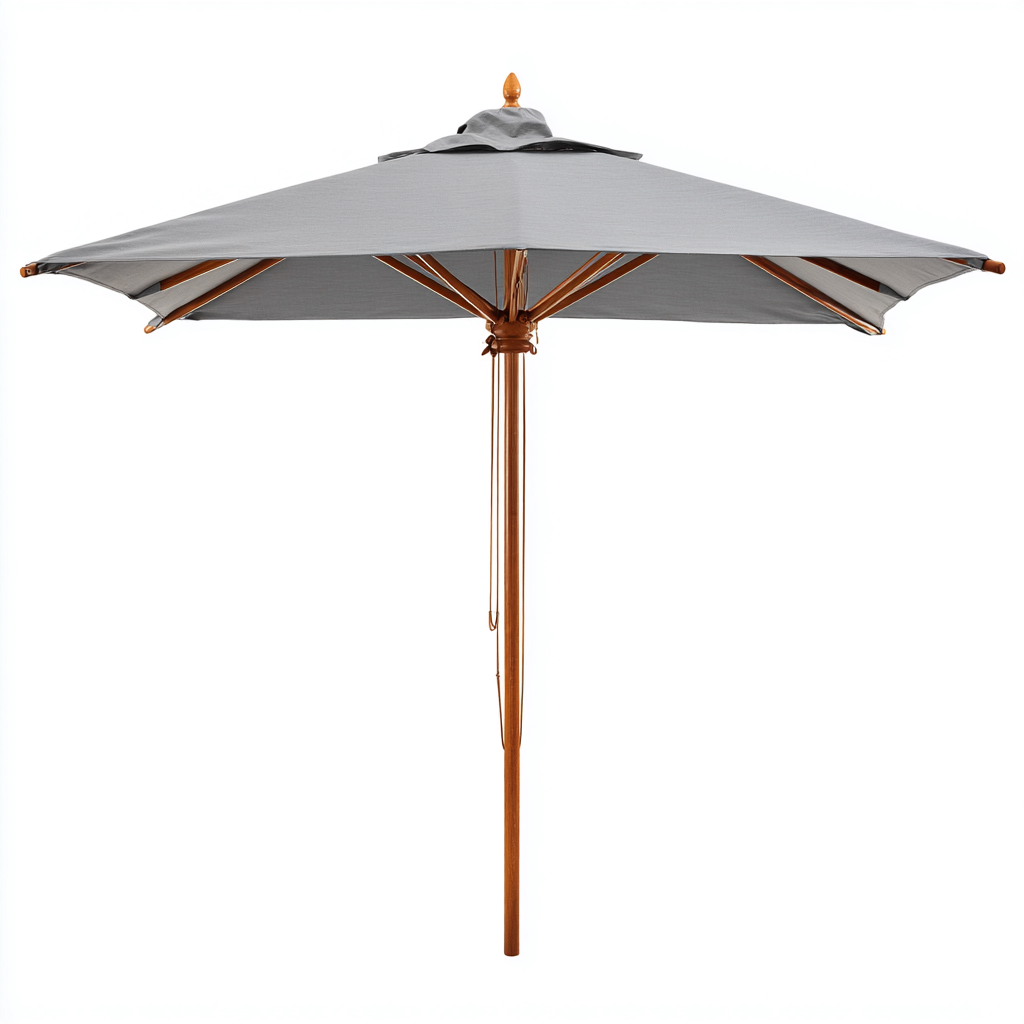 Gartenschirm Polyester-Holz 300x300x250 cm - grau - Seilzugmechanismus und UV-Schutz-Oakupshop