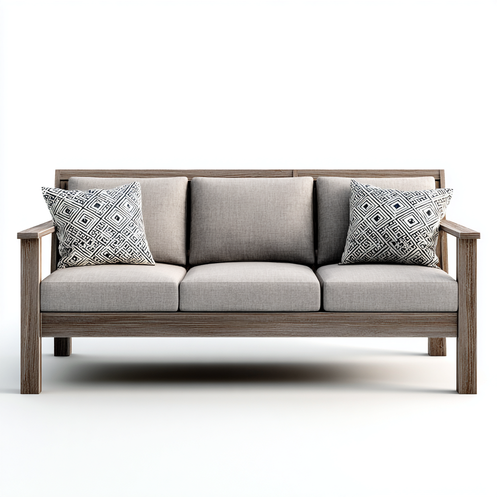 Gartensofa Massivholzrahmen Stoffpolster 186x82x88 cm - Holz-Grau - Modernes Outdoor Design-Oakupshop
