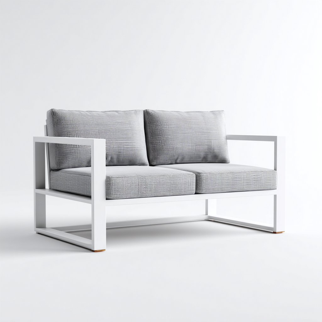 Gartensofa Metall 150x75x75 cm - weiß-grau - modernes Outdoor-Design-Oakupshop