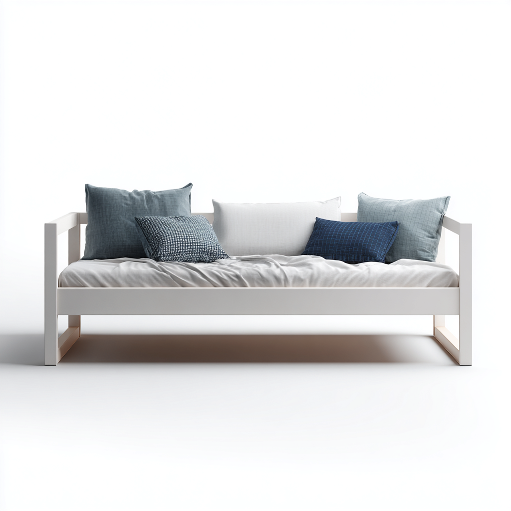 Schlafsofa Holz 204x98x88 cm - Weiß - mit ausziehbarer Liegefläche - Minimalistisches Design-Oakupshop