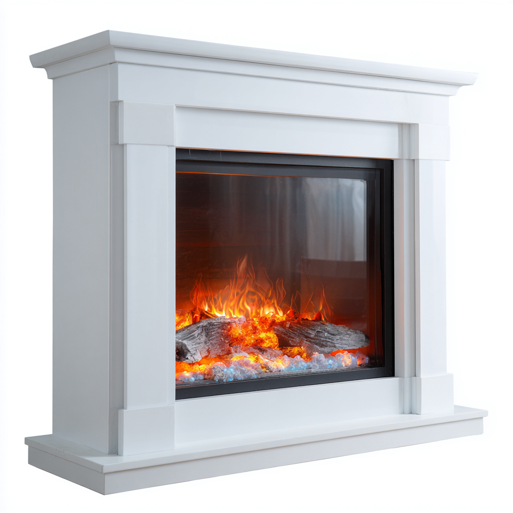 Kamin Elektrokamin Holz Weiss 110x32x100 cm klassisch für Innenbereich-Oakupshop