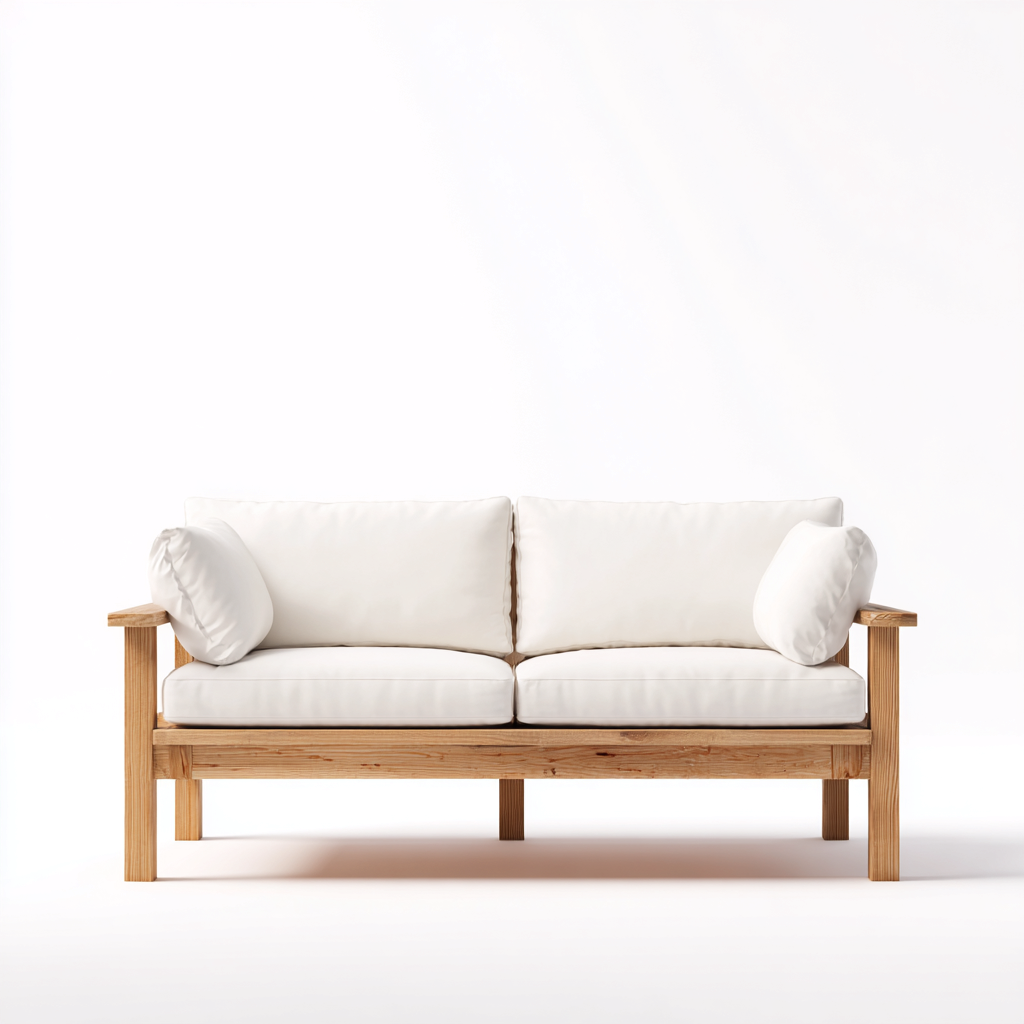 Gartensofa Massivholz 165x78x80 cm - braun-weiß - modernes Outdoor-Design-Oakupshop