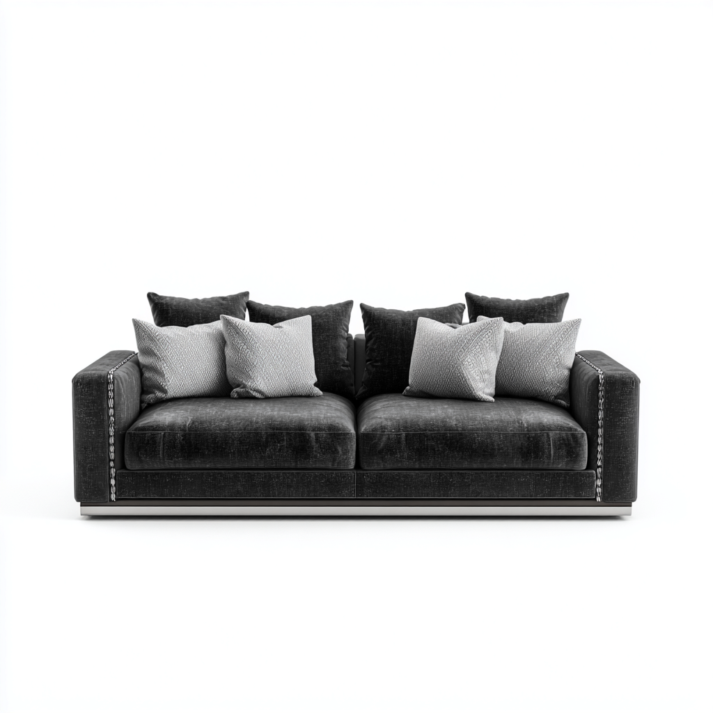 Zweisitzer Sofa Stoffpolsterung 190x92x82 cm - Schwarz - Modernes Design-Oakupshop