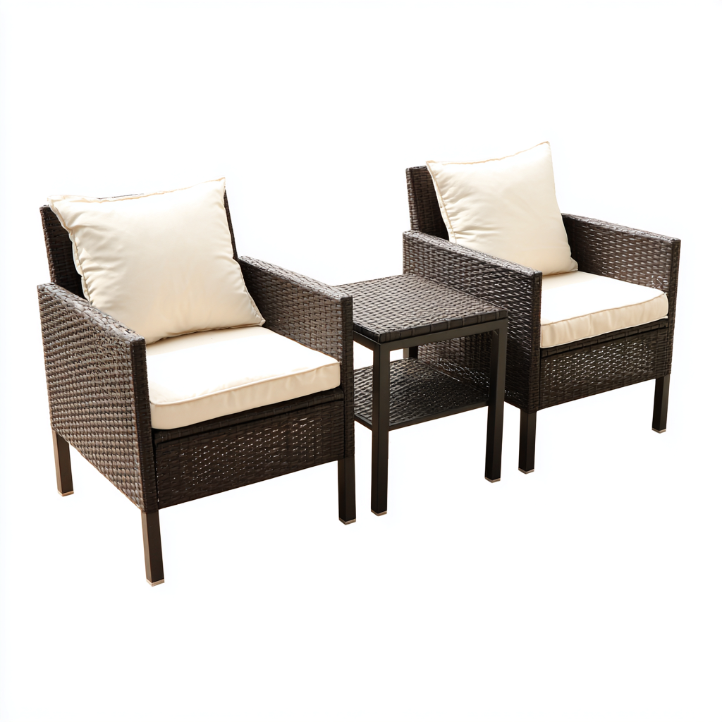 Gartensofa Polyrattan Metallgestell Sitzpolster 66x71x79 cm - Dunkelbraun-Beige - Outdoor Komfort Design-Oakupshop
