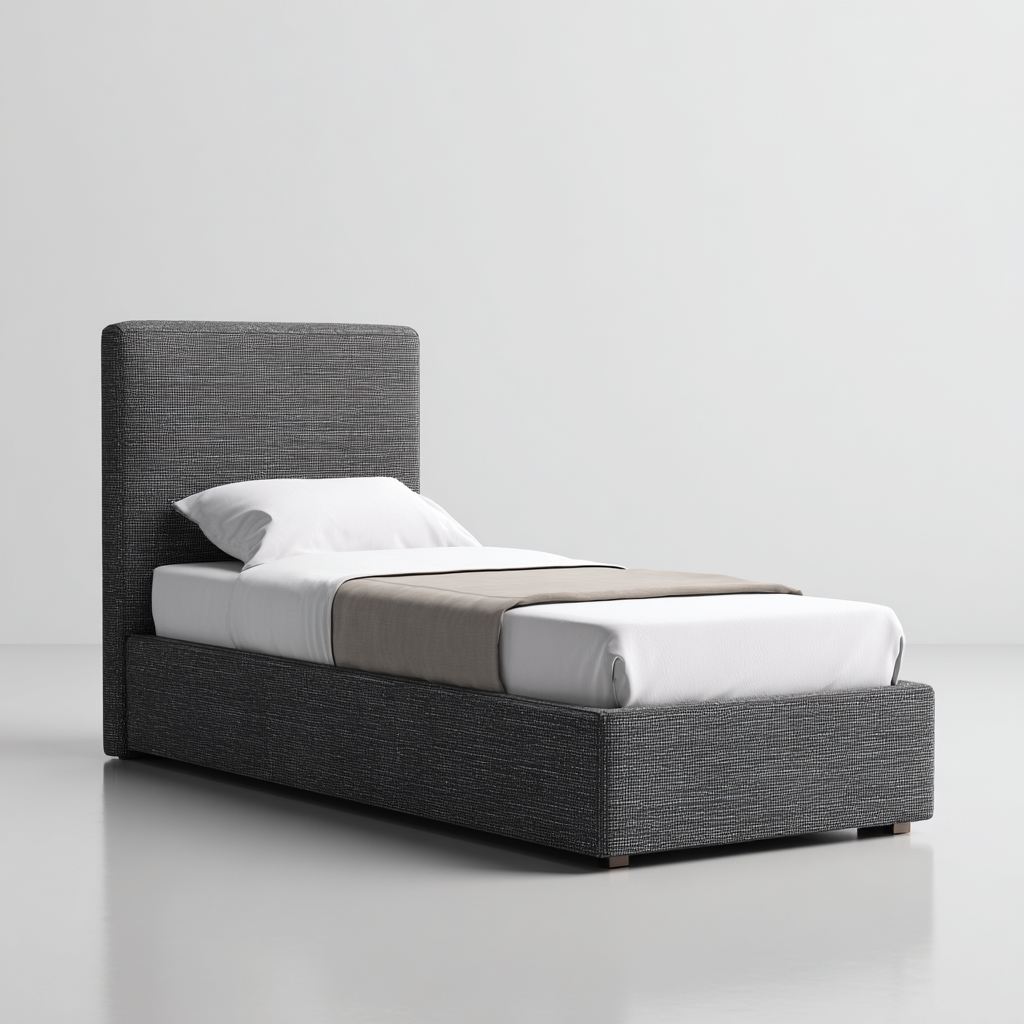 Einzelbett Stoff 200x90x115 cm - Grau - Modernes Design-Oakupshop