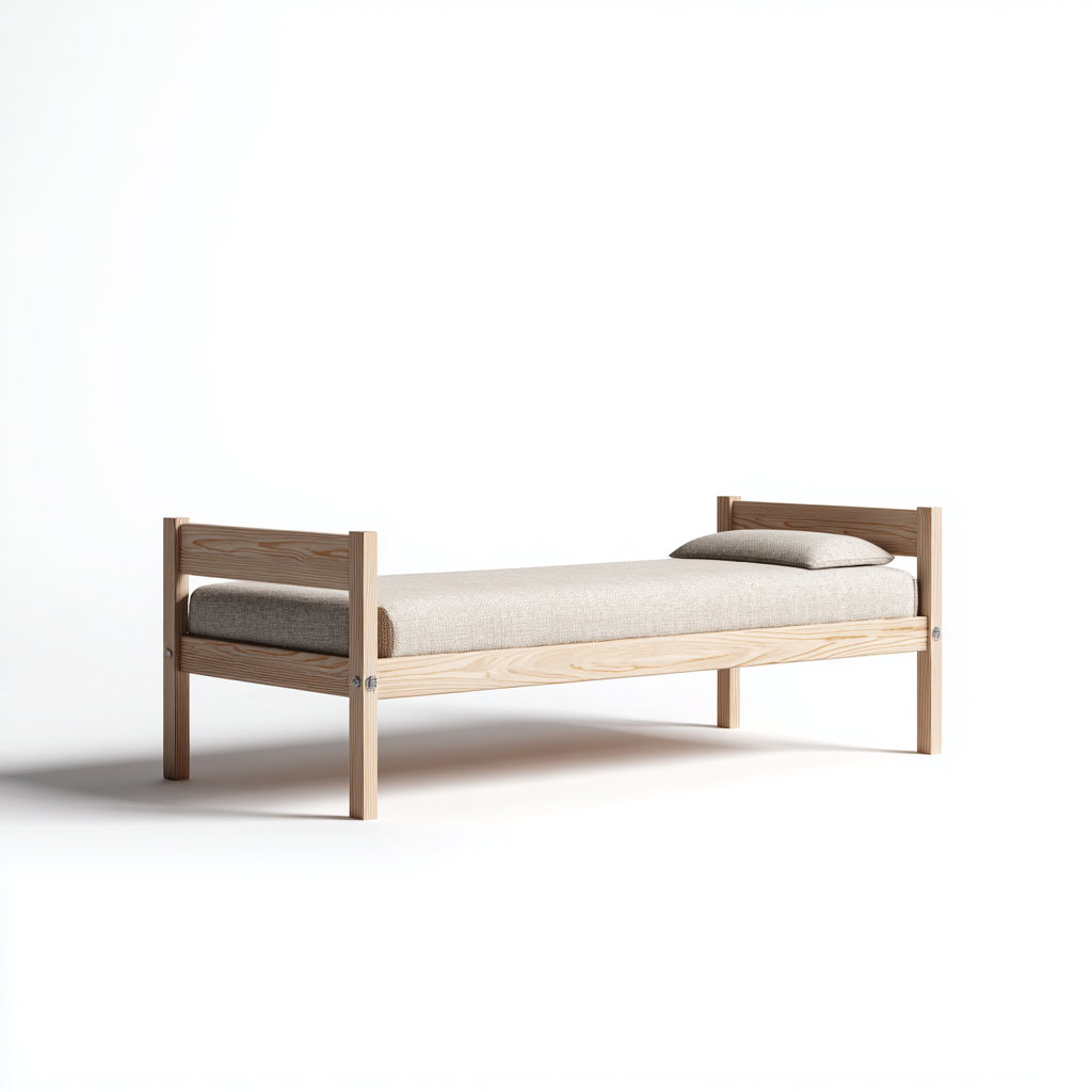 Einzelbett Massivholz 190x90x45 cm - Naturholz - Schlichtes Design-Oakupshop