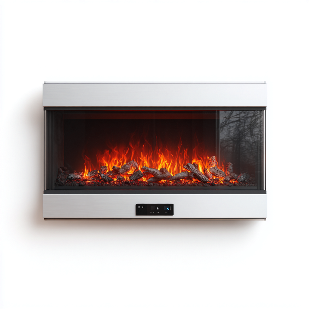 Kamin Wandkamin Metall Glas Weiss 100x15x50 cm modern für Innenbereich-Oakupshop