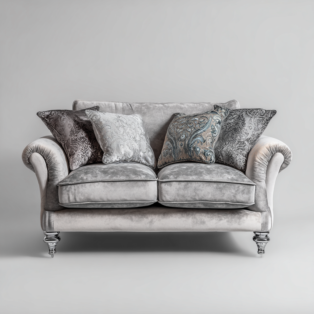 Zweisitzer Sofa Samt 162x90x88 cm - Grau - Klassisches Design-Oakupshop