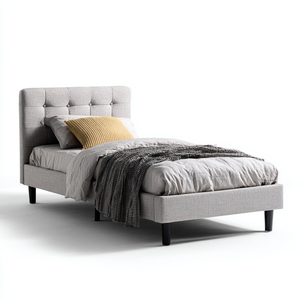 Einzelbett Stoff 200x90x105 cm - Grau - Modernes Design-Oakupshop