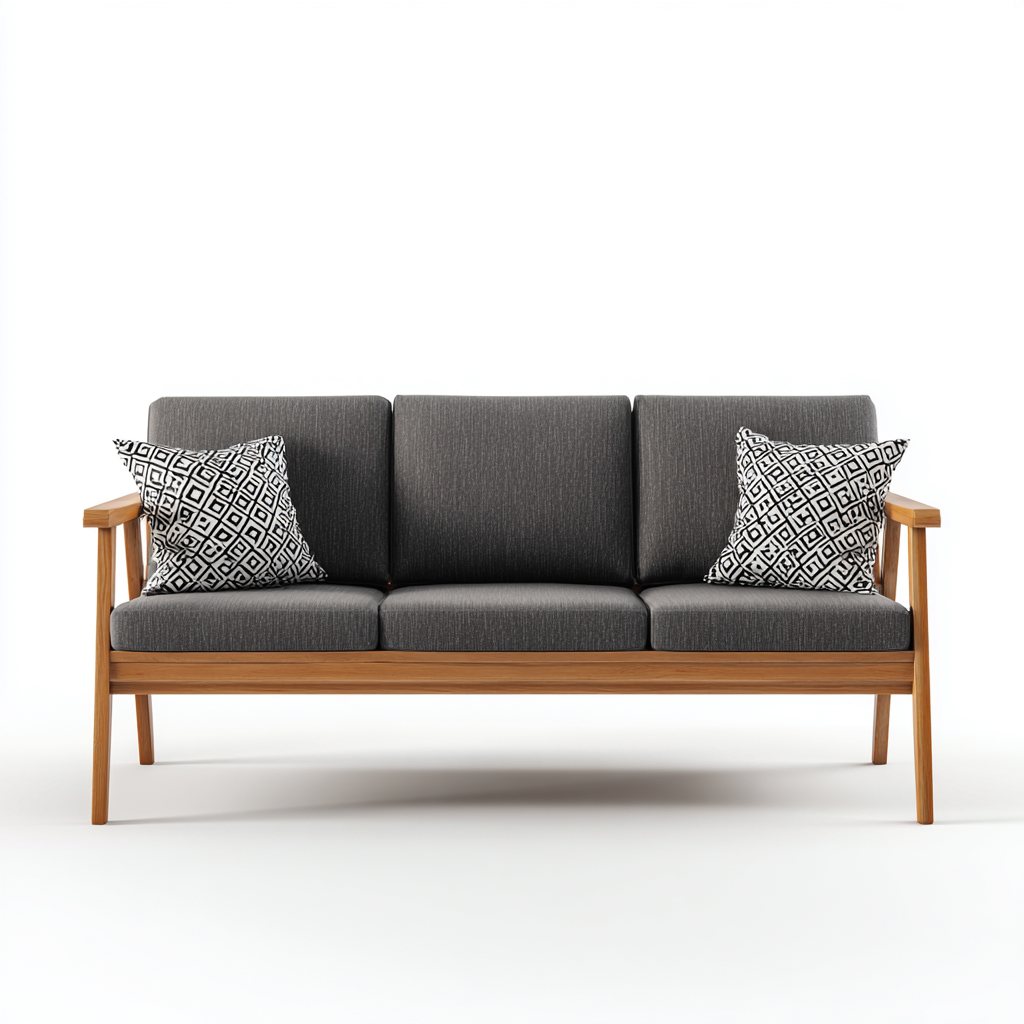 Gartensofa Massivholzrahmen Stoffpolster 184x80x86 cm - Holz-Dunkelgrau - Modernes Outdoor Design-Oakupshop