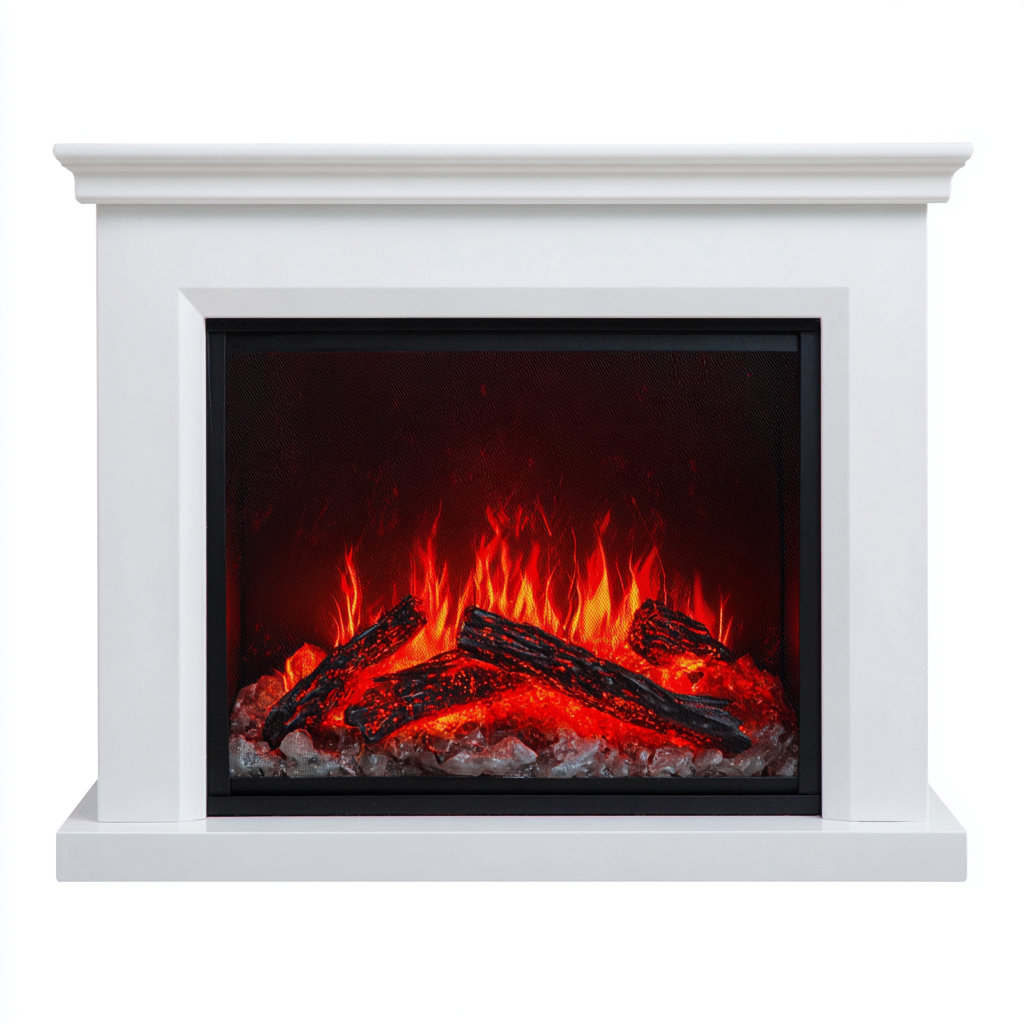 Kamin Elektrokamin Holz Weiss 100x30x88 cm modern für Innenbereich-Oakupshop