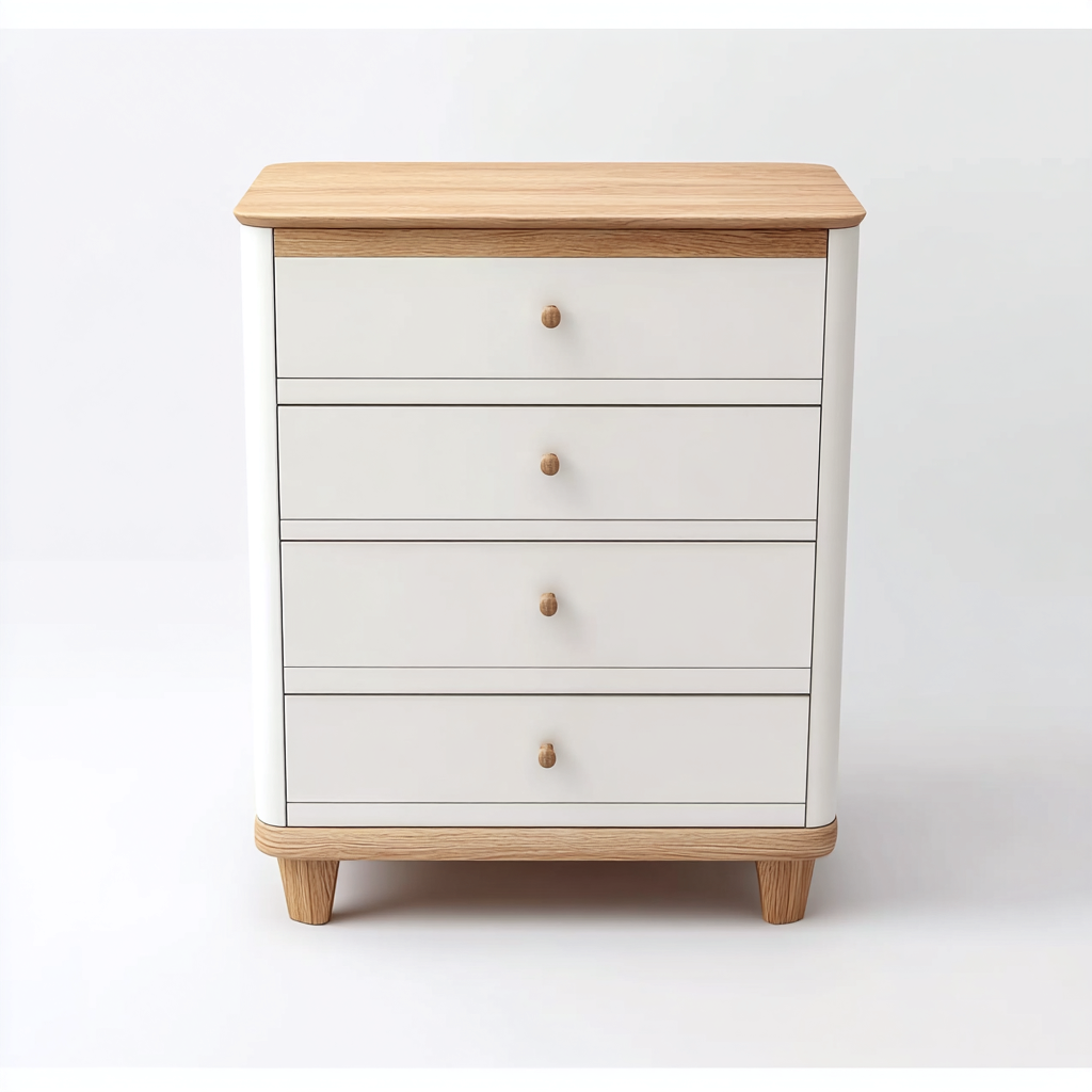 Kommode mit Schubladen Holz-MDF 80x40x95 cm - Weiß-Naturholz - Modernes Design-Oakupshop