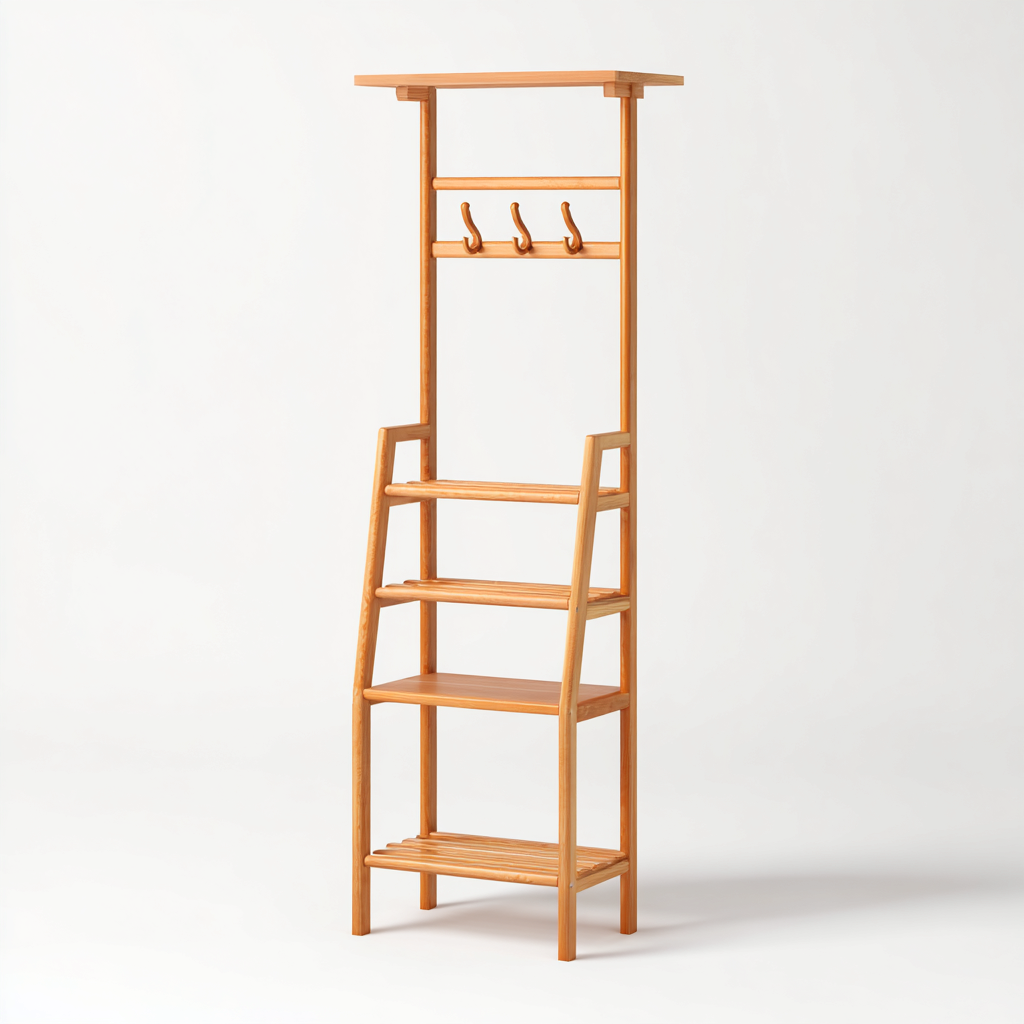 Garderobenständer Massivholz 50x35x180 cm - Natur - Modernes Design-Oakupshop