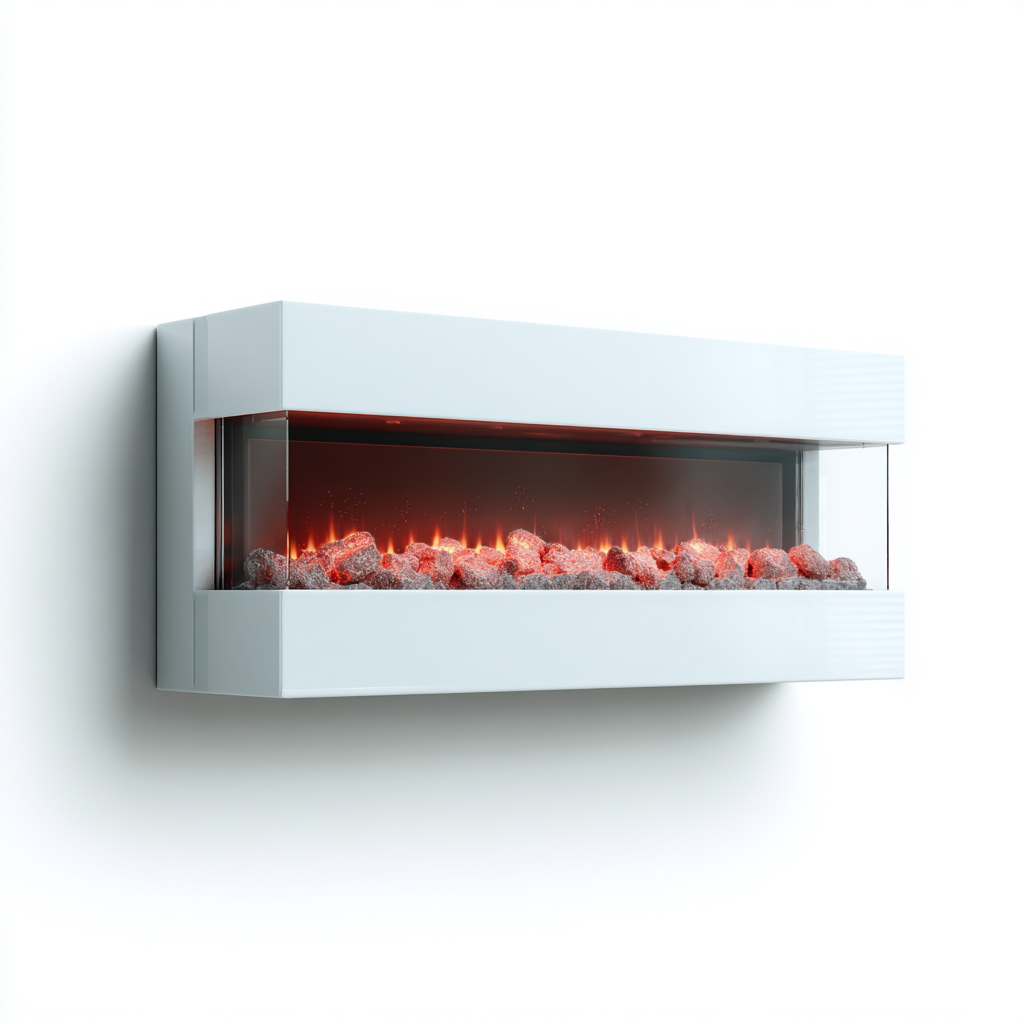 Kamin elektrisch Wandkamin Glasfront 120x21x42 cm Weiss - moderner LED Rotflammeneffekt-Oakupshop
