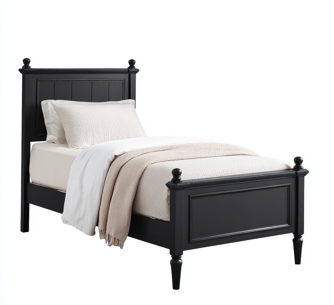 Einzelbett Massivholz 200x90x110 cm - Schwarz - Klassisches Design-Oakupshop
