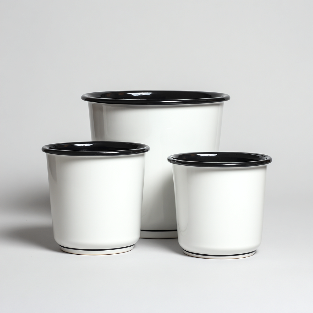 Pflanzgefäß-Set - Keramik - 28x28x25 cm - Weiß - Modernes Design-Oakupshop