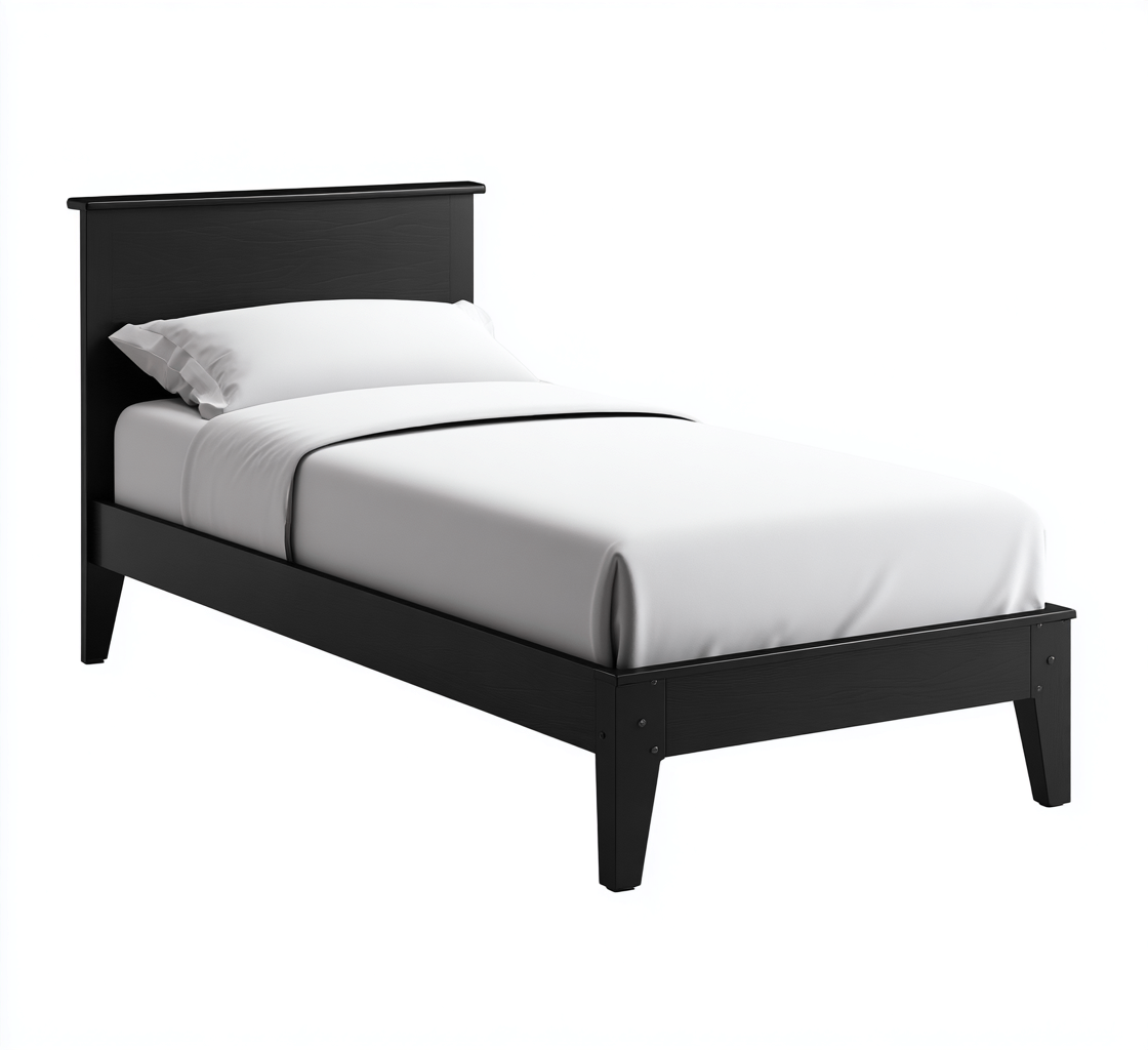 Einzelbett Massivholz 200x100x100 cm - Schwarz - Modernes Design-Oakupshop