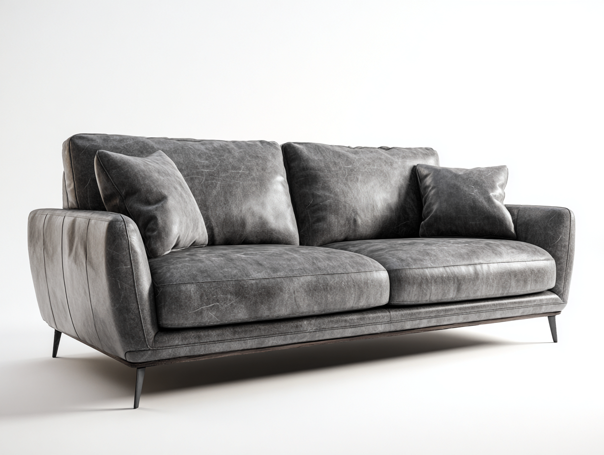 Sofás 2 plazas de cuero sintético 180x90x85 cm - gris - diseño moderno-Oakmyhut