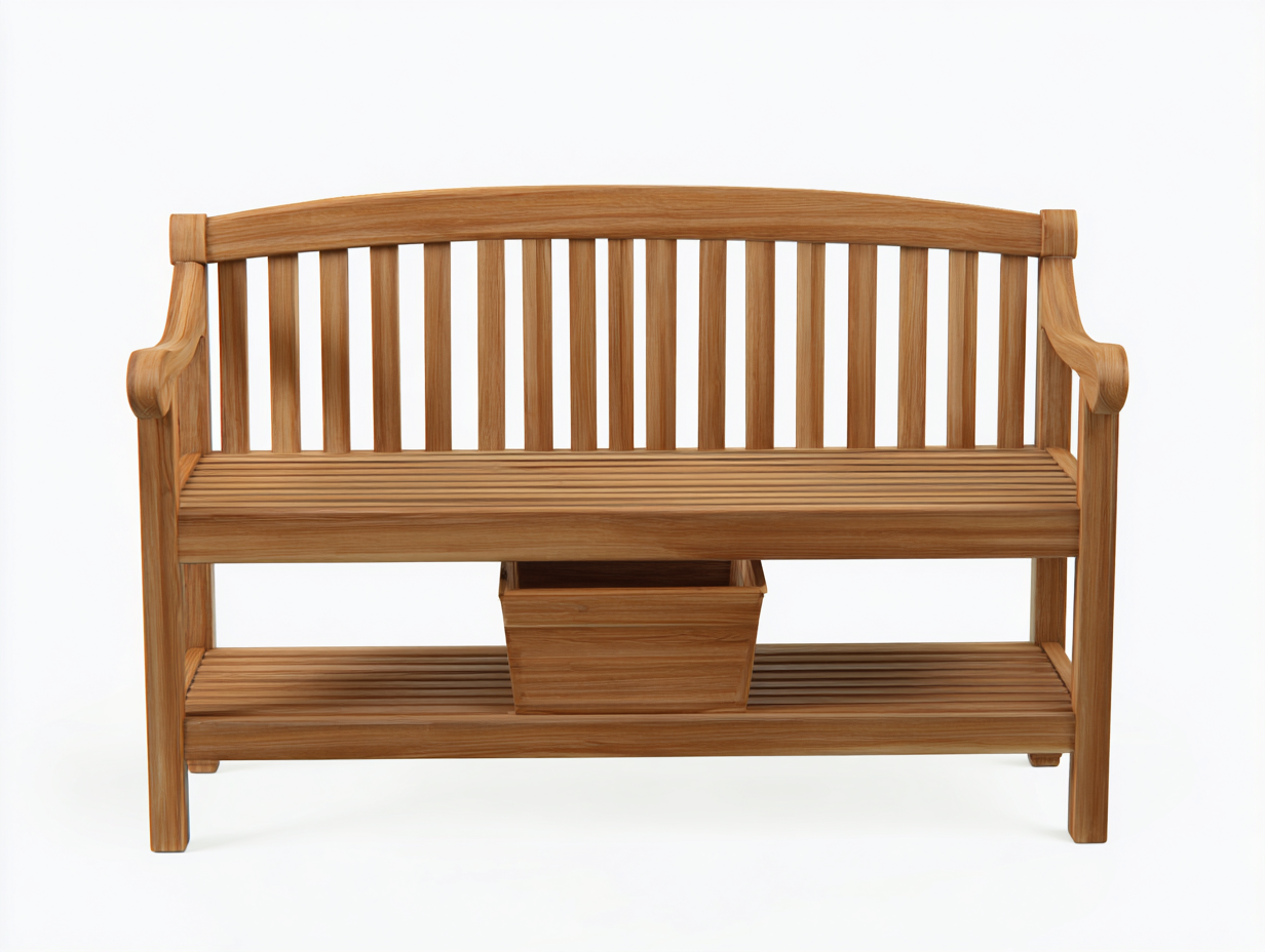 Bancos de jardín madera diseño clásico con estante para jardín 130x62x90 cm - madera - banco de jardín exterior funcional-Oakmyhut