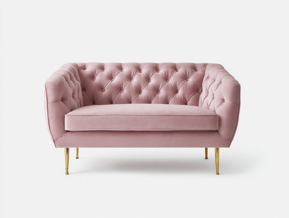 Sofás 2 plazas tapizados en terciopelo 145 x 78 x 82 cm color rosa - sofá de dos plazas para salón - diseño elegante moderno-Oakmyhut