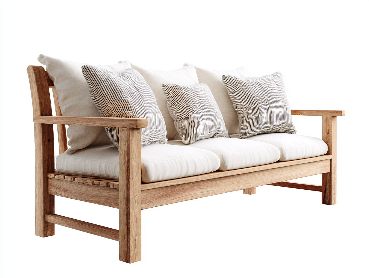 Banco de jardín madera y tela 160x70x85 cm marrón diseño natural exterior-Oakmyhut