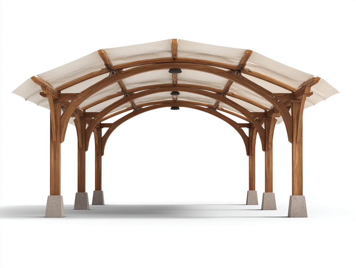 Pérgola de jardín de madera maciza con cubierta textil 400x300x260 cm - marrón - estructura arqueada para exterior - estilo natural-Oakmyhut