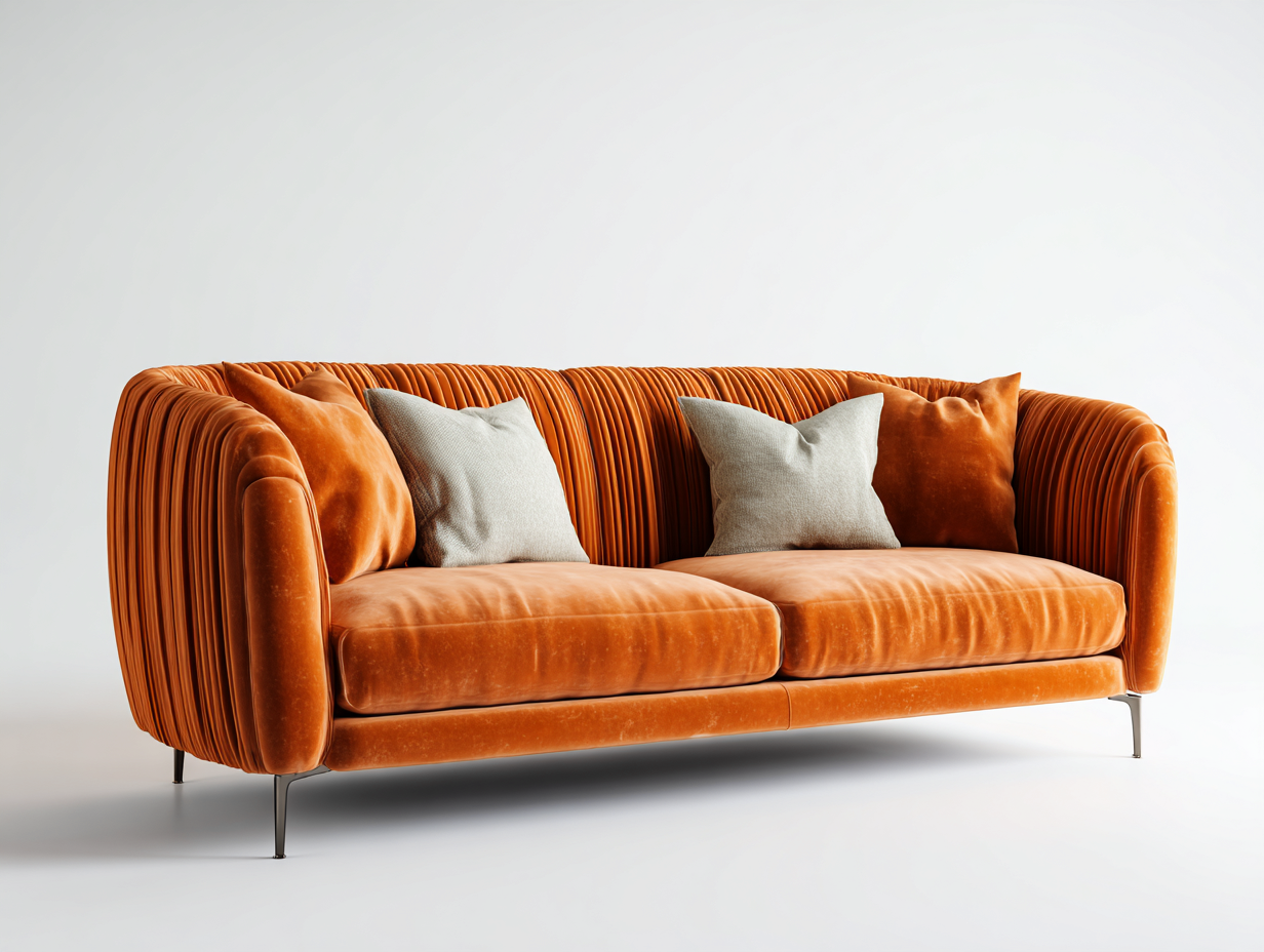 Sofás 2 plazas tapizados en terciopelo 180x85x78 cm - naranja - sofá de salón moderno - diseño elegante-Oakmyhut