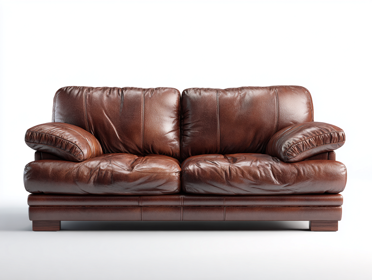 Sofá 2 plazas cuero sintético y madera 180x90x85 cm marrón diseño clásico de salón-Oakmyhut