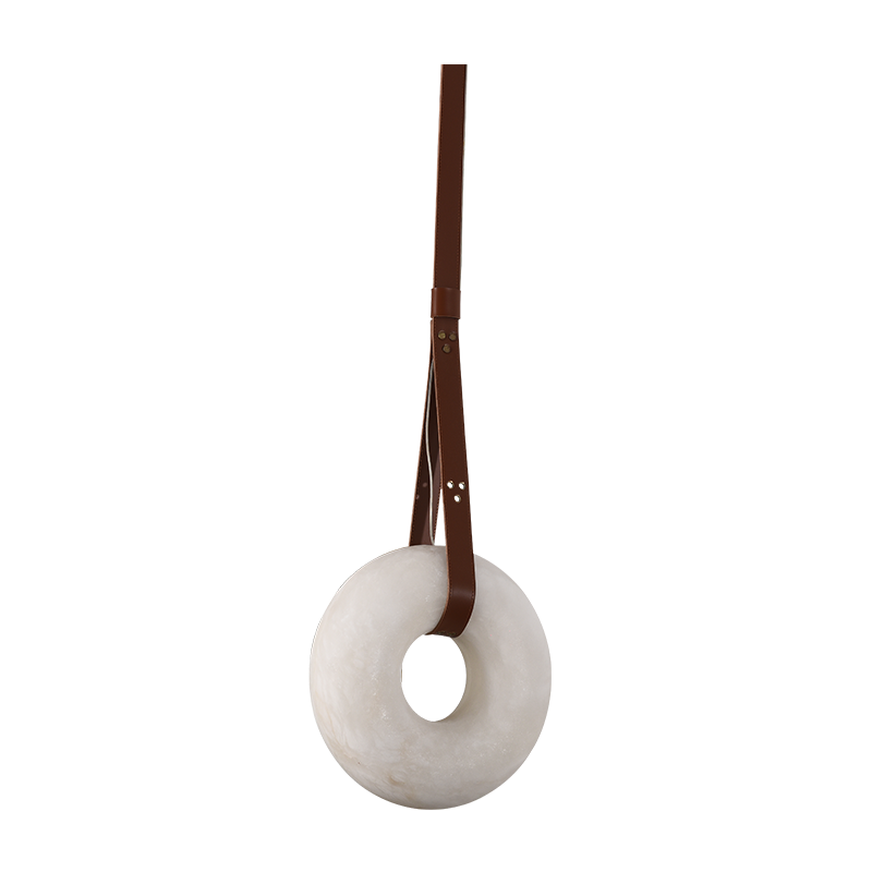Alabaster Ring Chandelier – Sculptural Spanish Stone & Leather Pendant | LINKORI RINGMABLE Oslo Alabaster Pendant Lamp