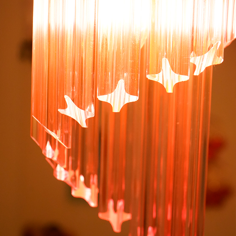 Murano Spiral Pink Prism Glass Chandelier