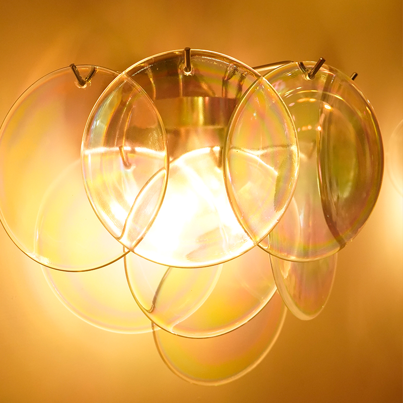 Vintage transparent Murano glass wall lamp