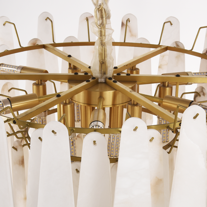 Anthea Spanish Alabaster Luxury Lamp Fixtures, Elegant Chandeliers