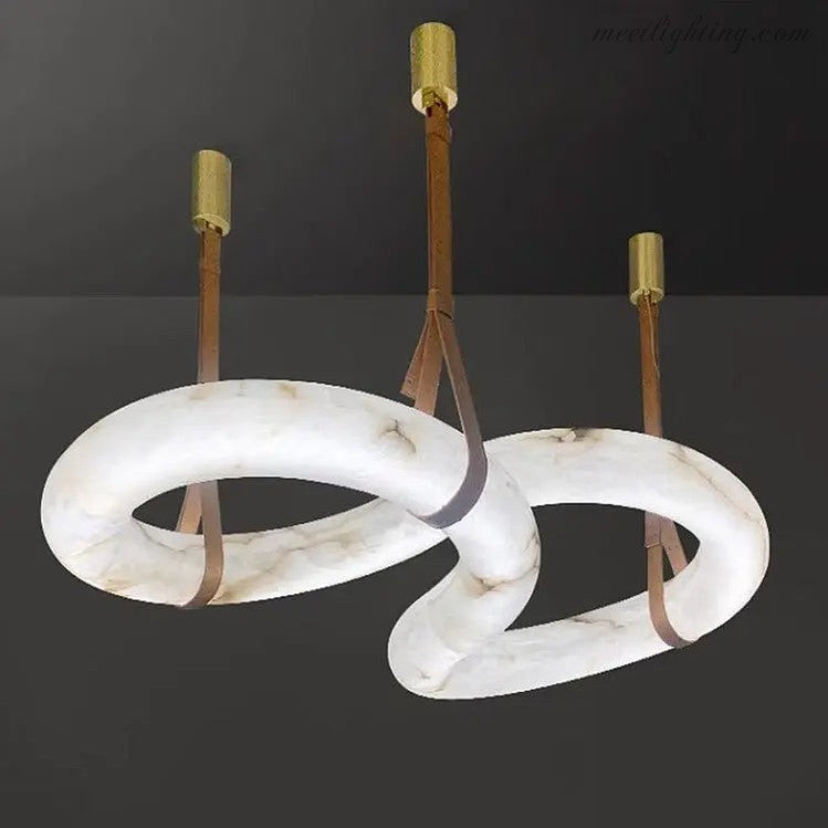 Infinity Hanging Light Modern Infinity Alabaster Pendant Lamp for Low-ceiling Alabaster Unique Curved Long Linear Chandelier