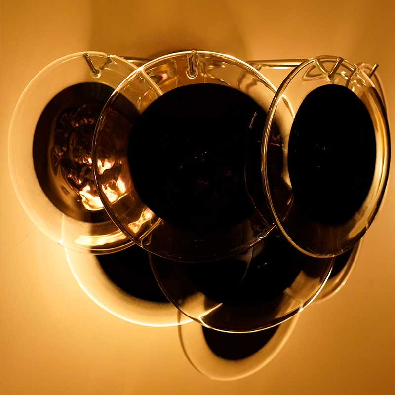 Vintage black Murano glass wall lamp