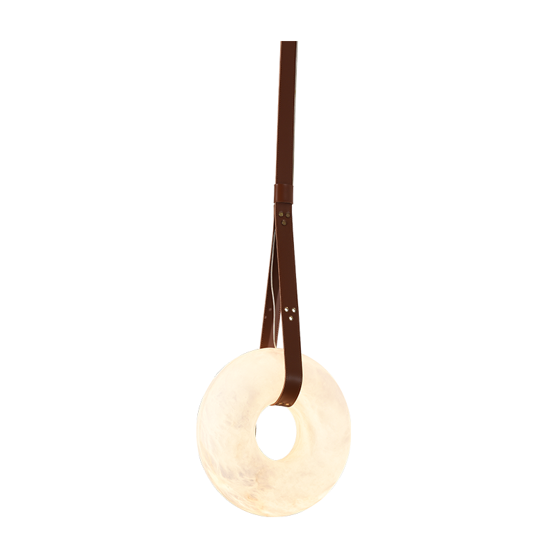 Alabaster Ring Chandelier – Sculptural Spanish Stone & Leather Pendant | LINKORI RINGMABLE Oslo Alabaster Pendant Lamp