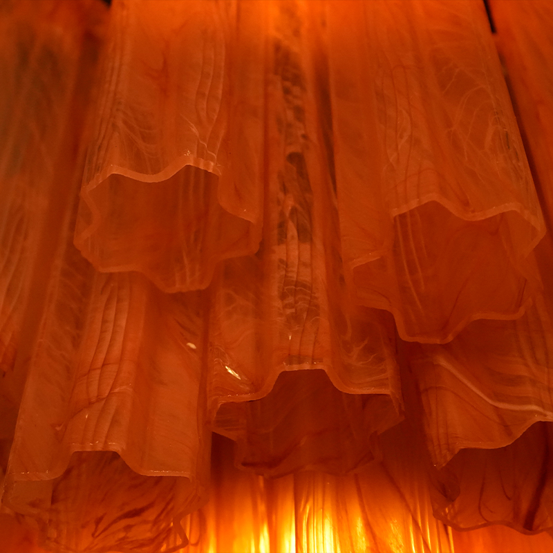 Frosted pink Murano glass waterfall chandelier